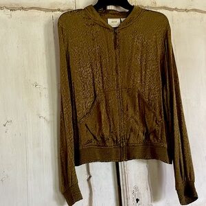 MAEVE Olive/Brown Bomber Style Jacket Large, Very Good condition